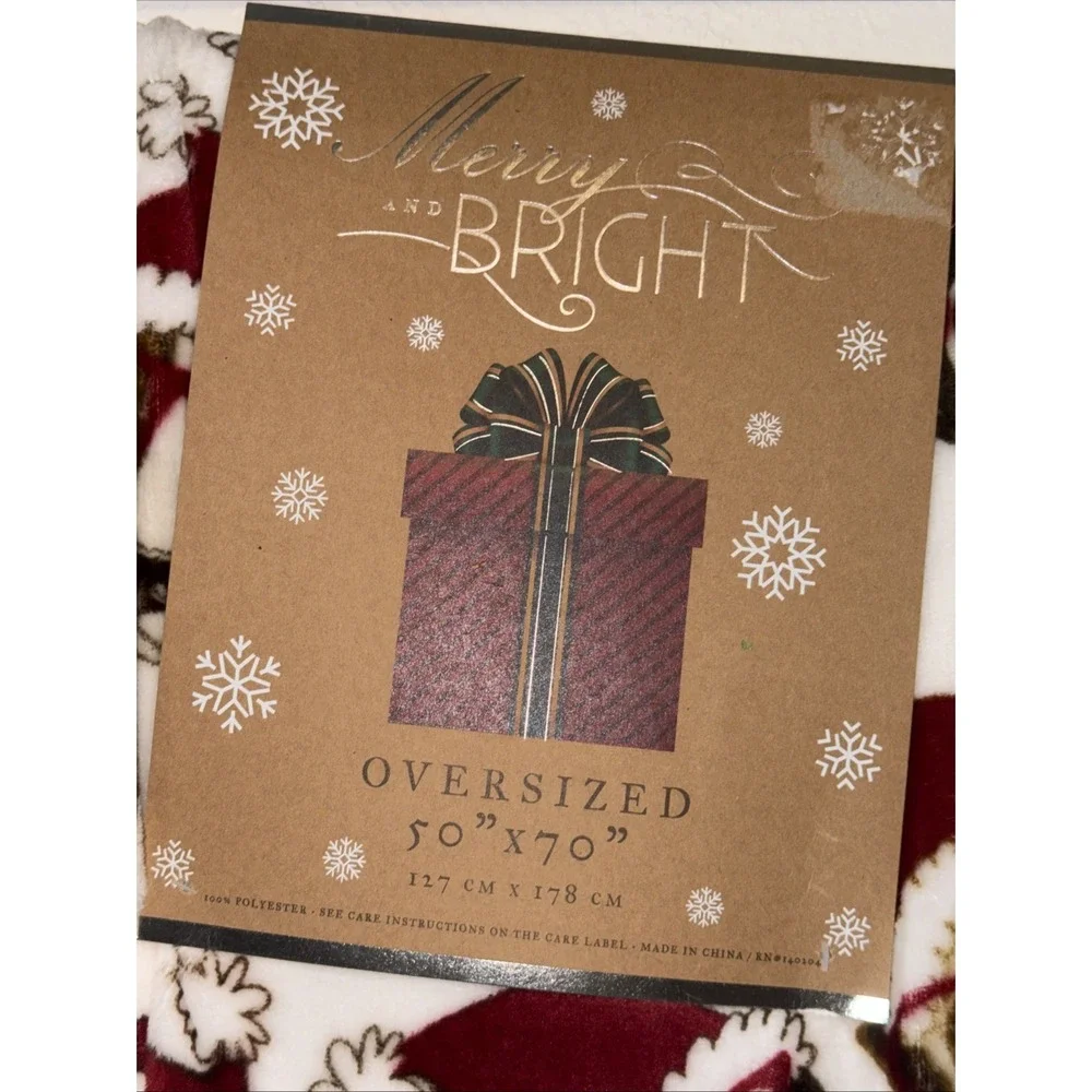 Merry & Bright Christmas Dogs Throw Blanket Cozy Plush Oversized 50 X 70 NWT New